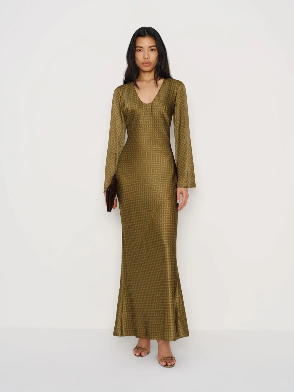Reformation Vivia Silk Dress Green - Size XS
